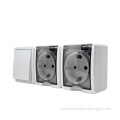 Block Double Schuko Power Outlet With Shutter Switch